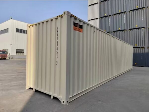 Contenedor High Cube de 40 pies con 4 puertas laterales color beige