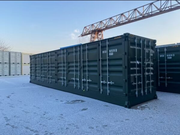 Contenedor High Cube de 40 pies con 4 puertas laterales Verde oscuro