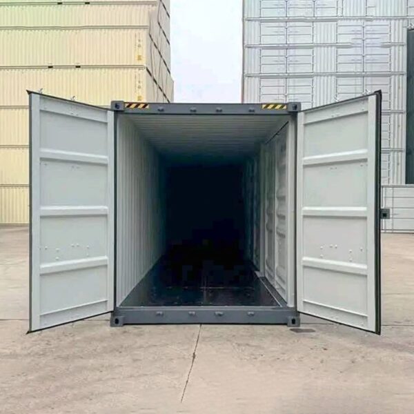 Contenedor High Cube de 40 pies con 4 puertas laterales gris oscuro
